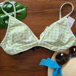 💚CUPSHE Green Plaid Bikini Top